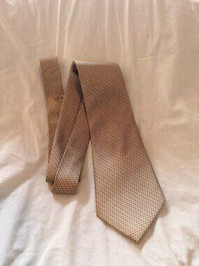 Geoffrey Beene Vintage Mens Brown & Gold Geometric Pattern Silk Neck Tie
